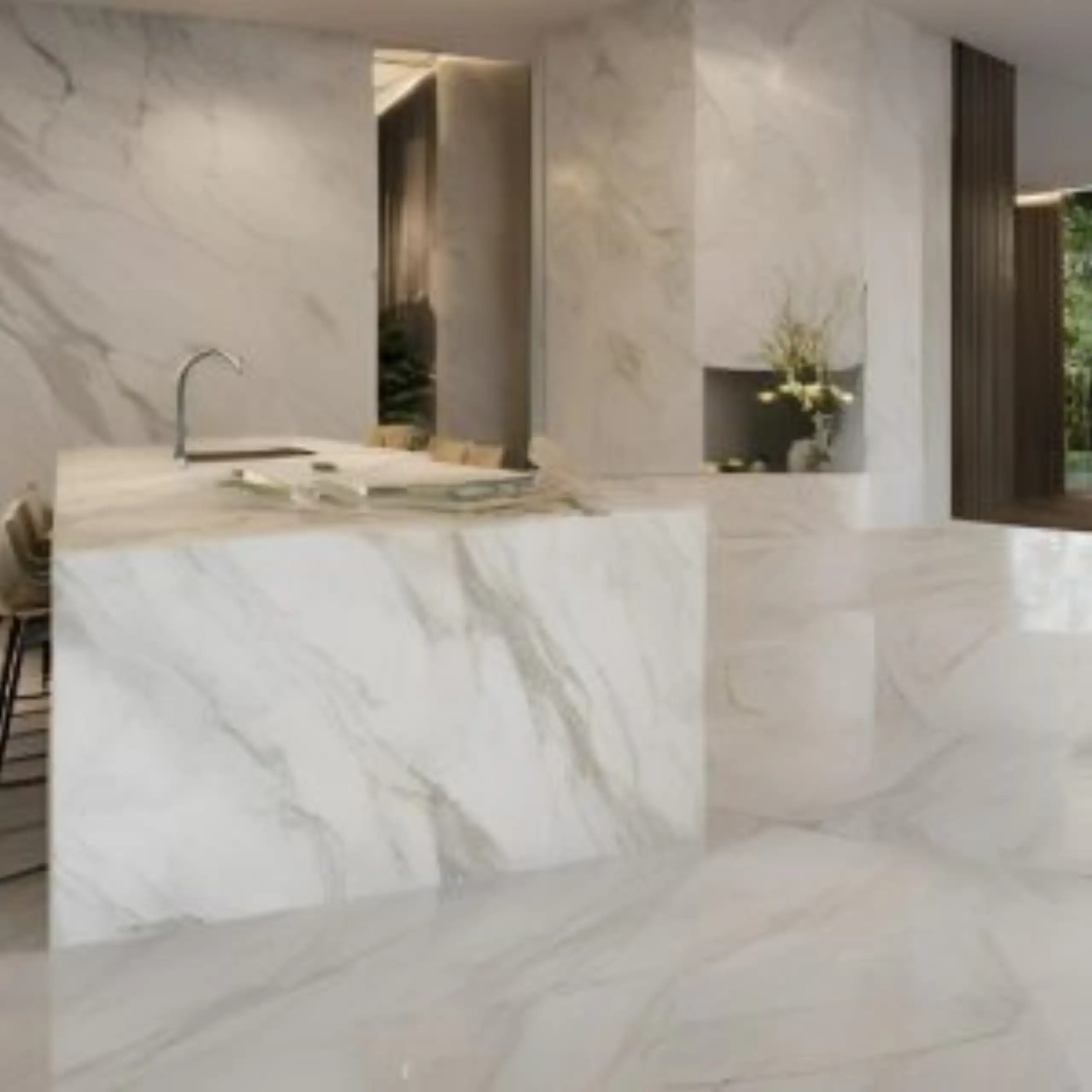 Bianco Orion Marble Kitchen Countertop