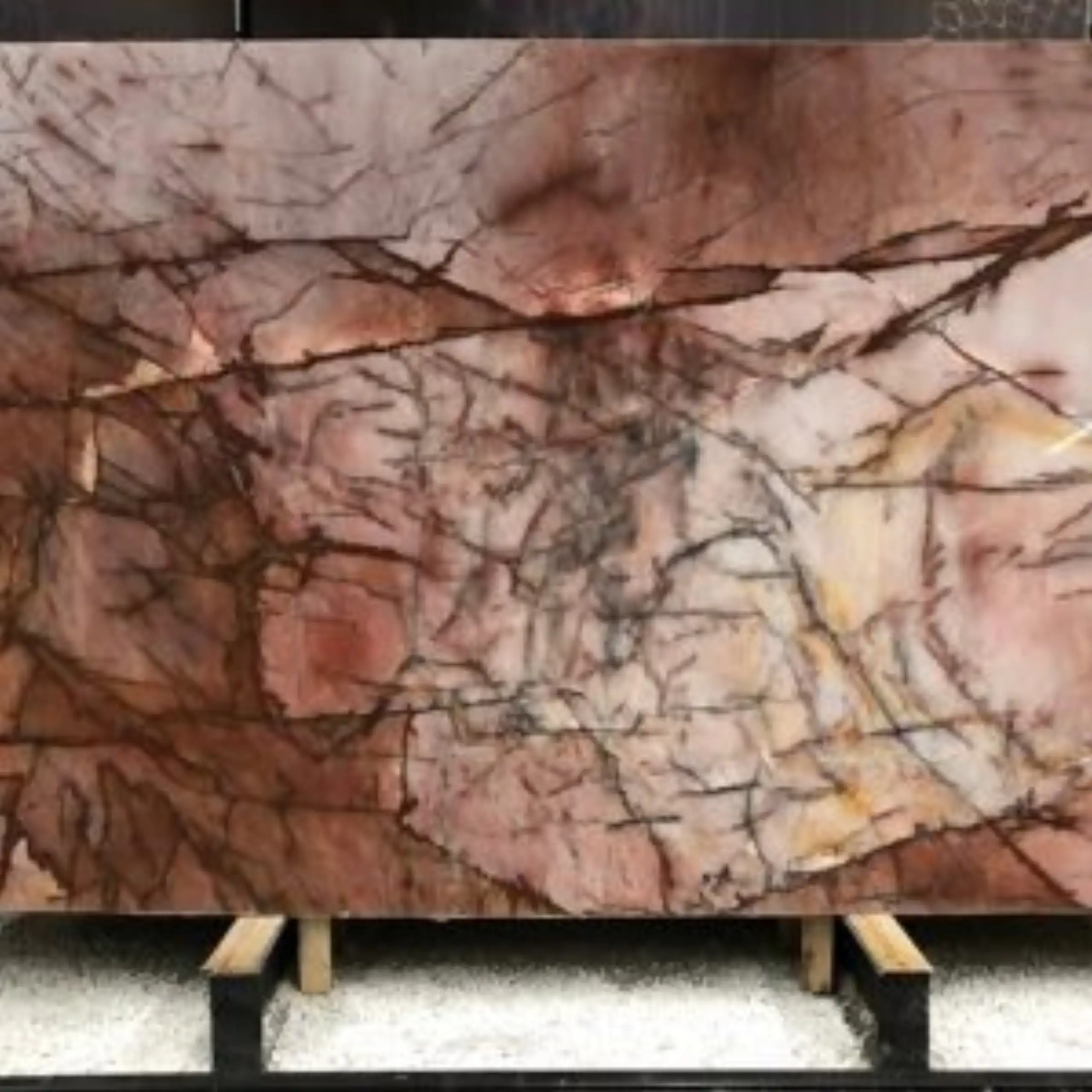 Polished Cosmopolitan pink quartzite slab 1