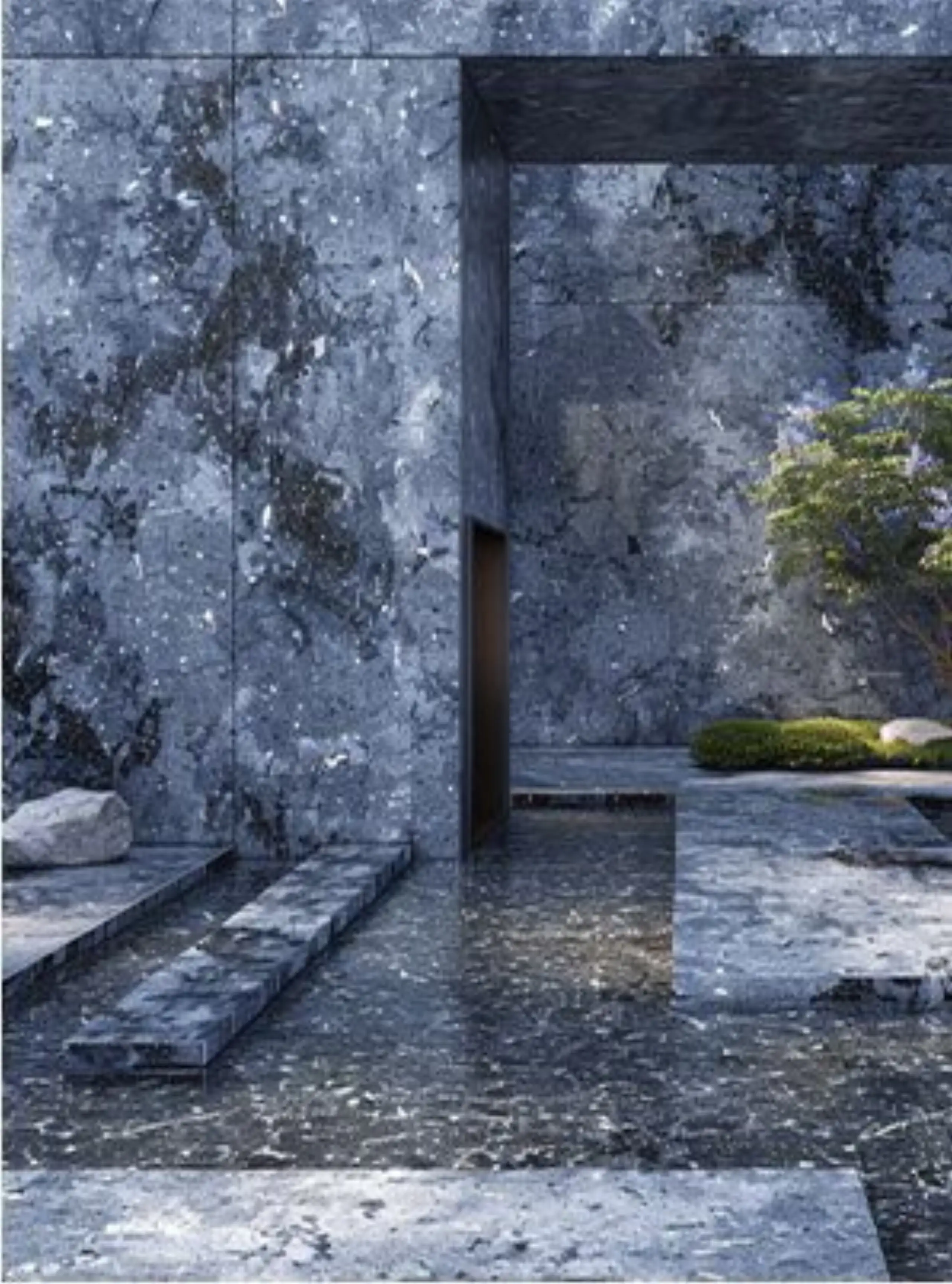 blue granite wall cladding