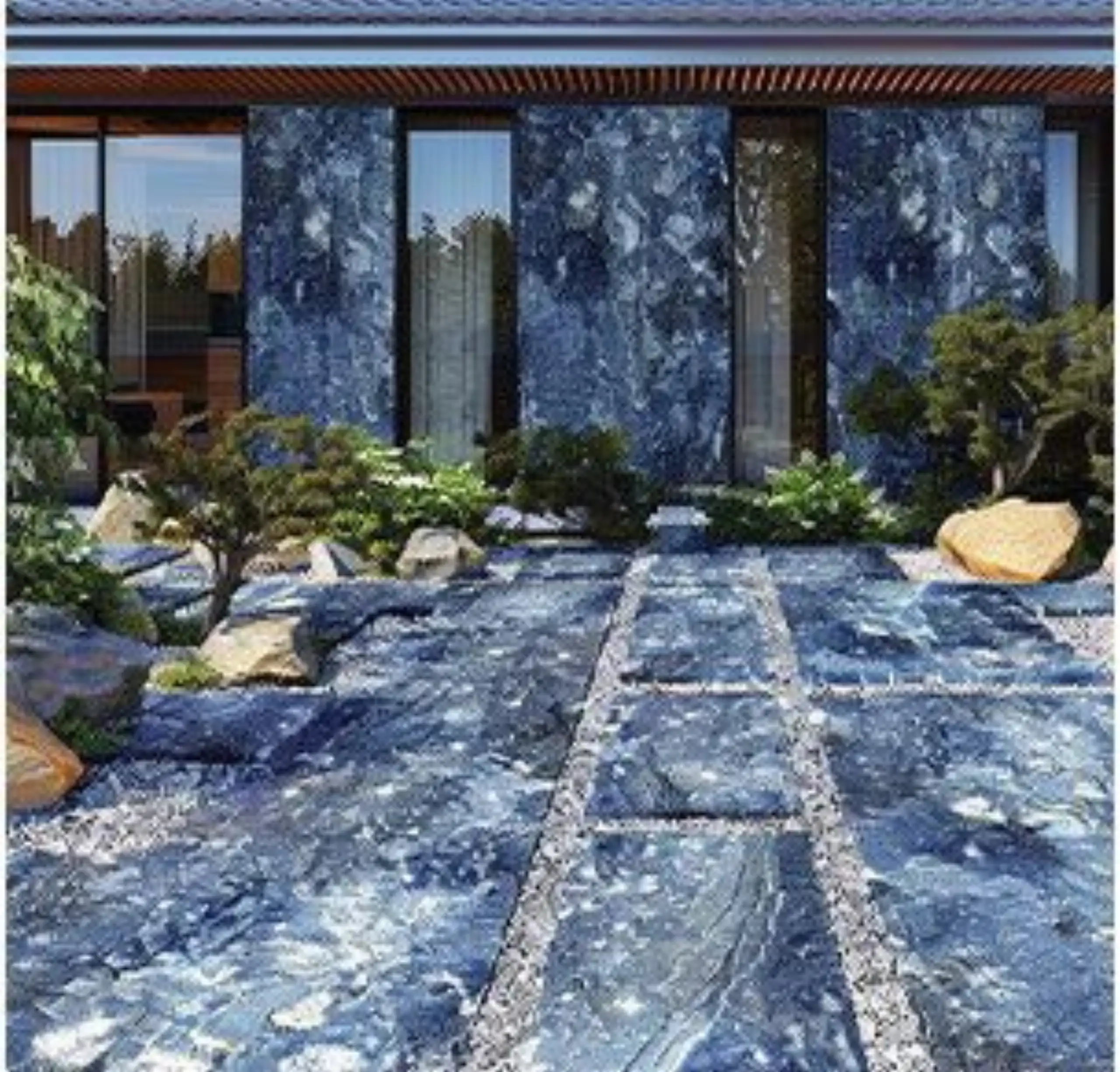 blue granite outdoor paving