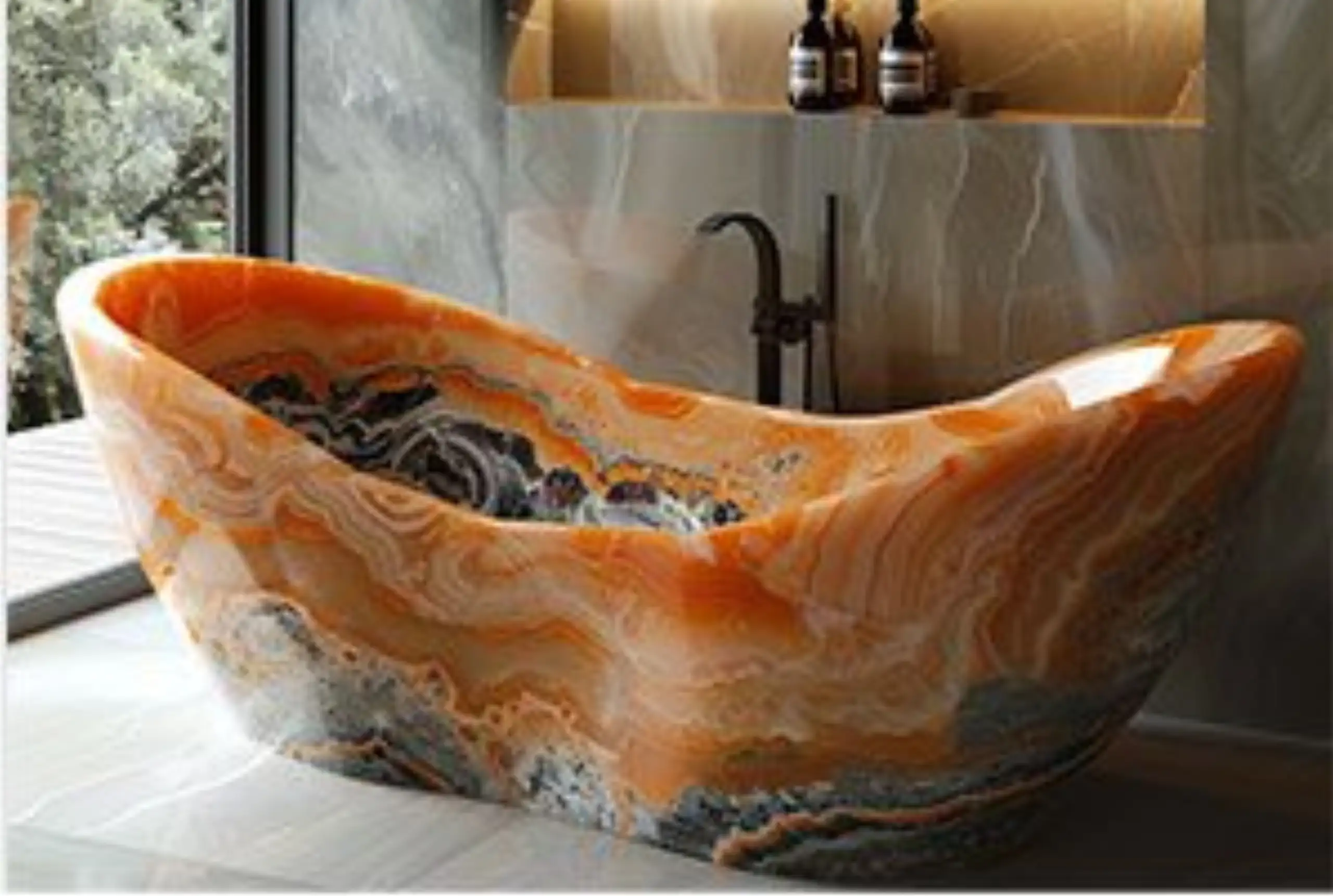 orange marble bathtub