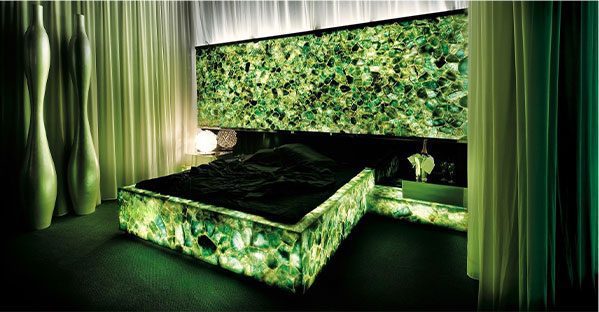 Backlit Green Fluorite Slab for home decor