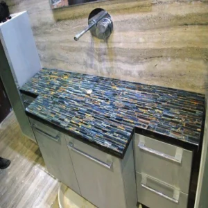 yellow blue tiger eye slab countertop