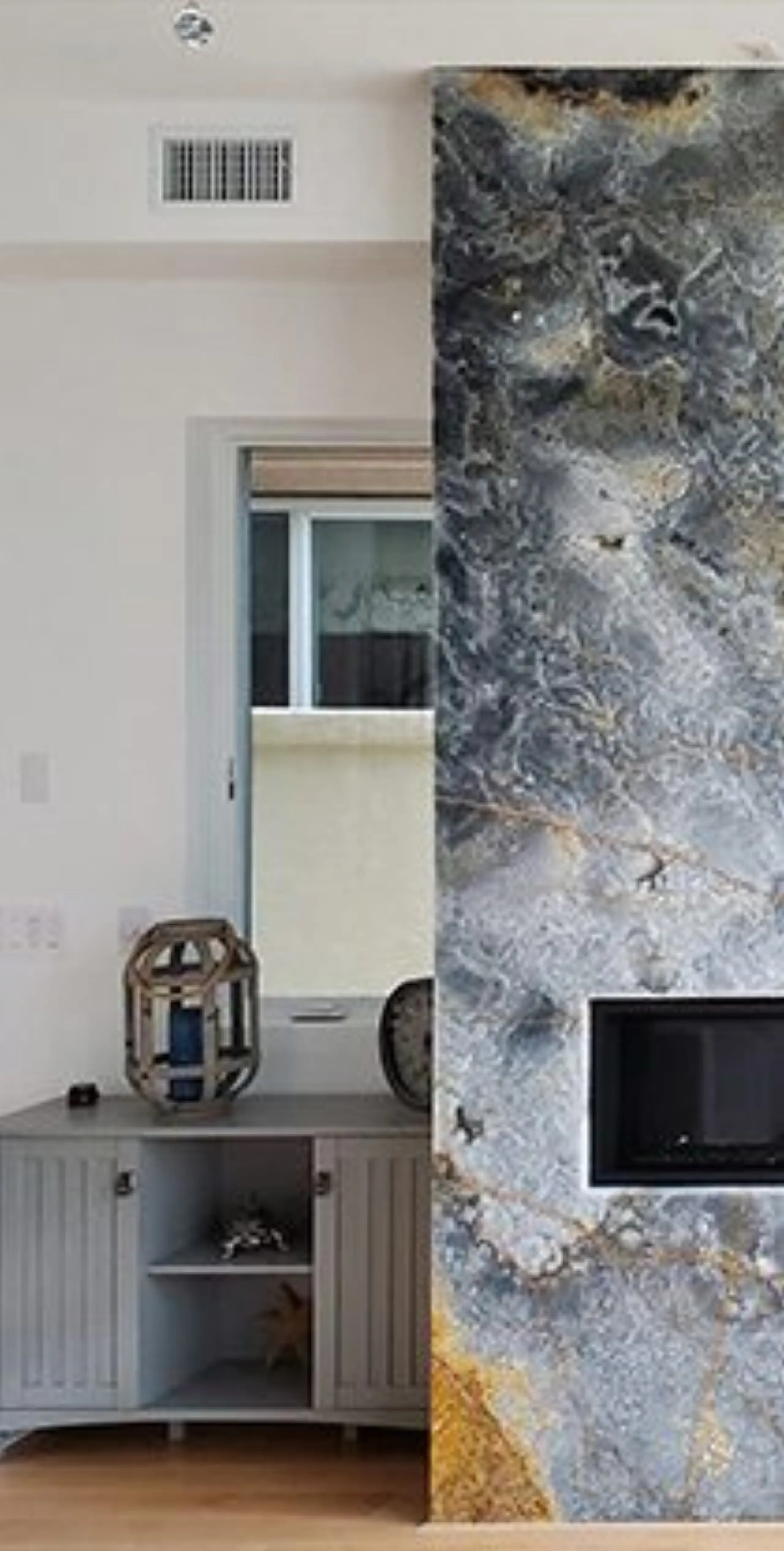Blue Onyx Fireplace Wall