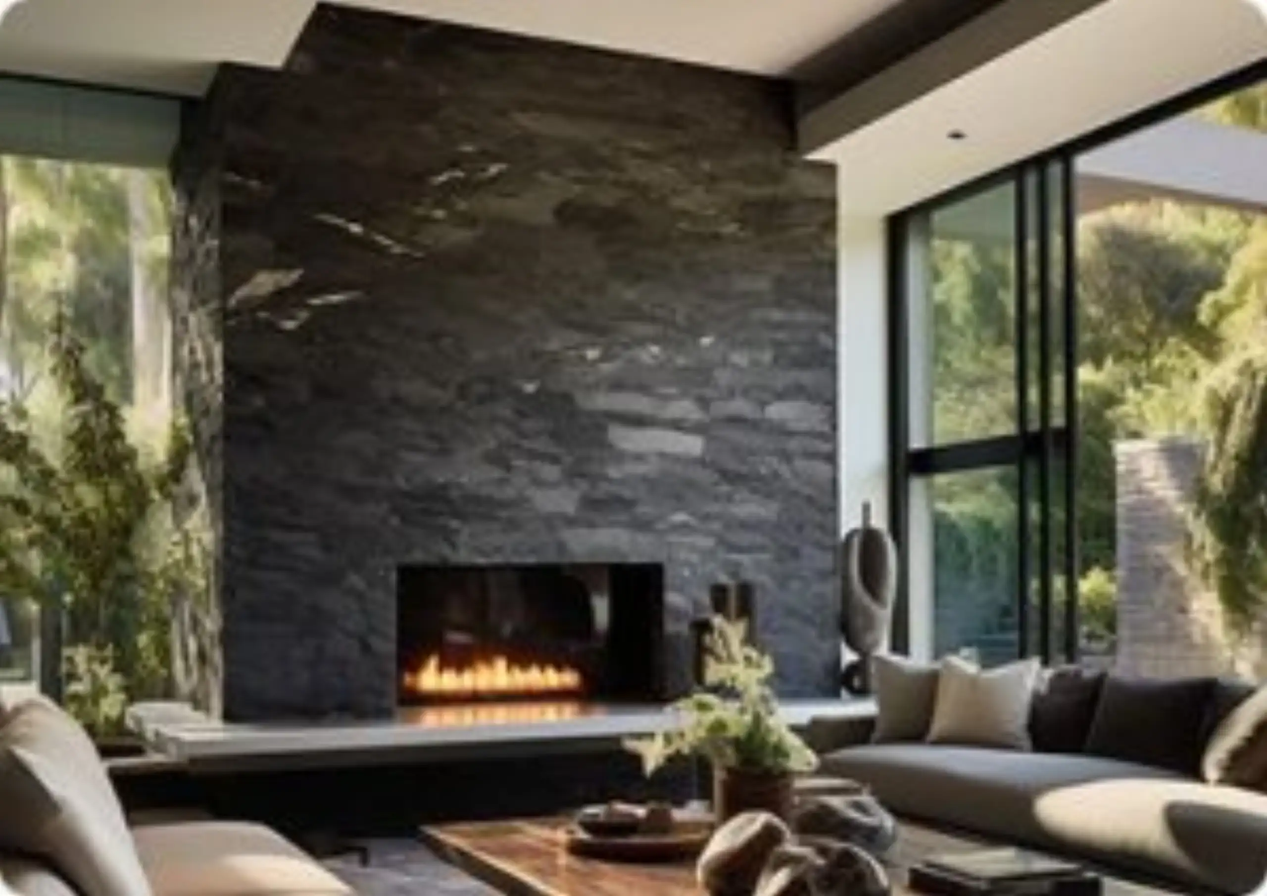 Slate fireplace in the living room