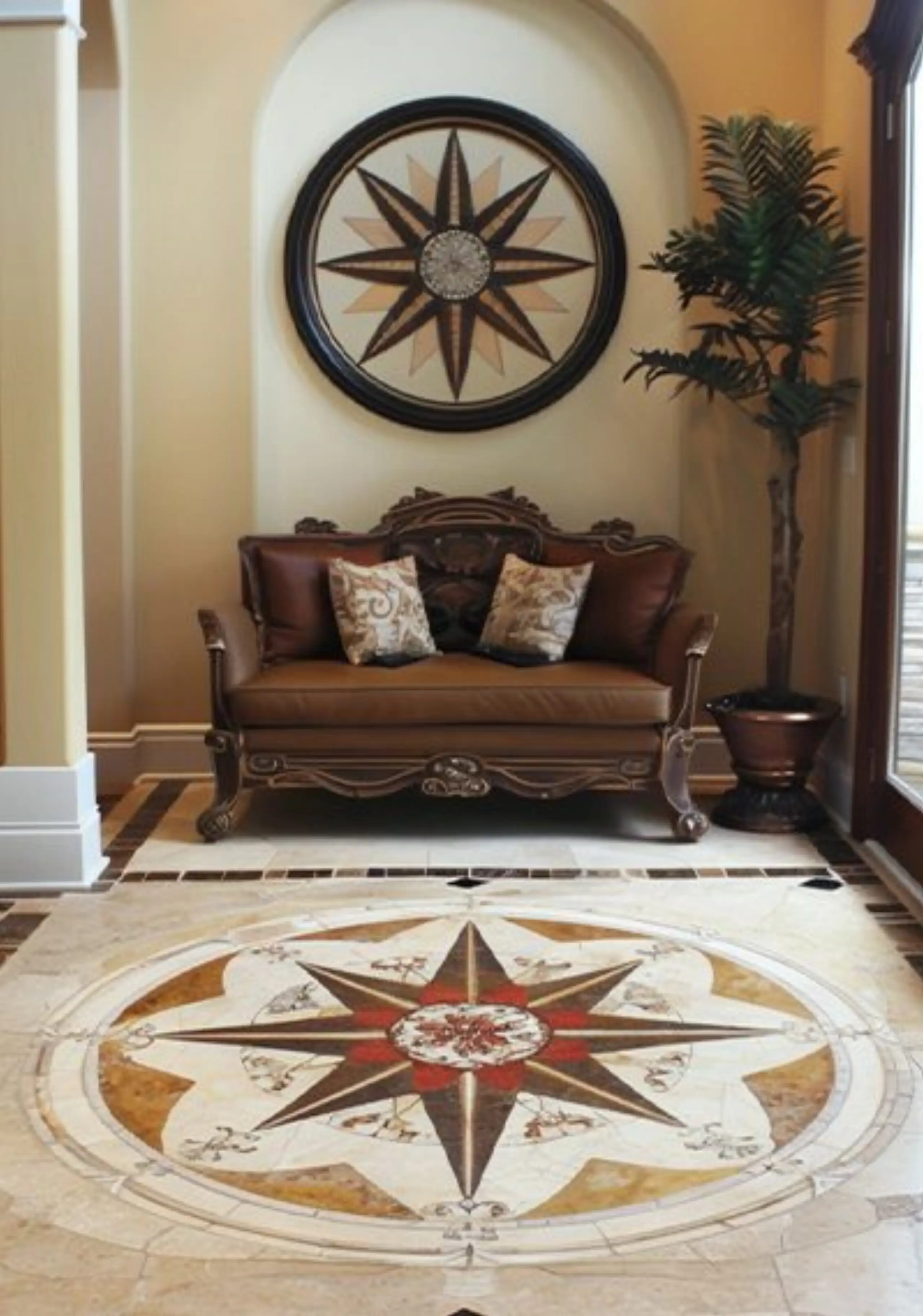Compass Tile Medallion For Flooring Design