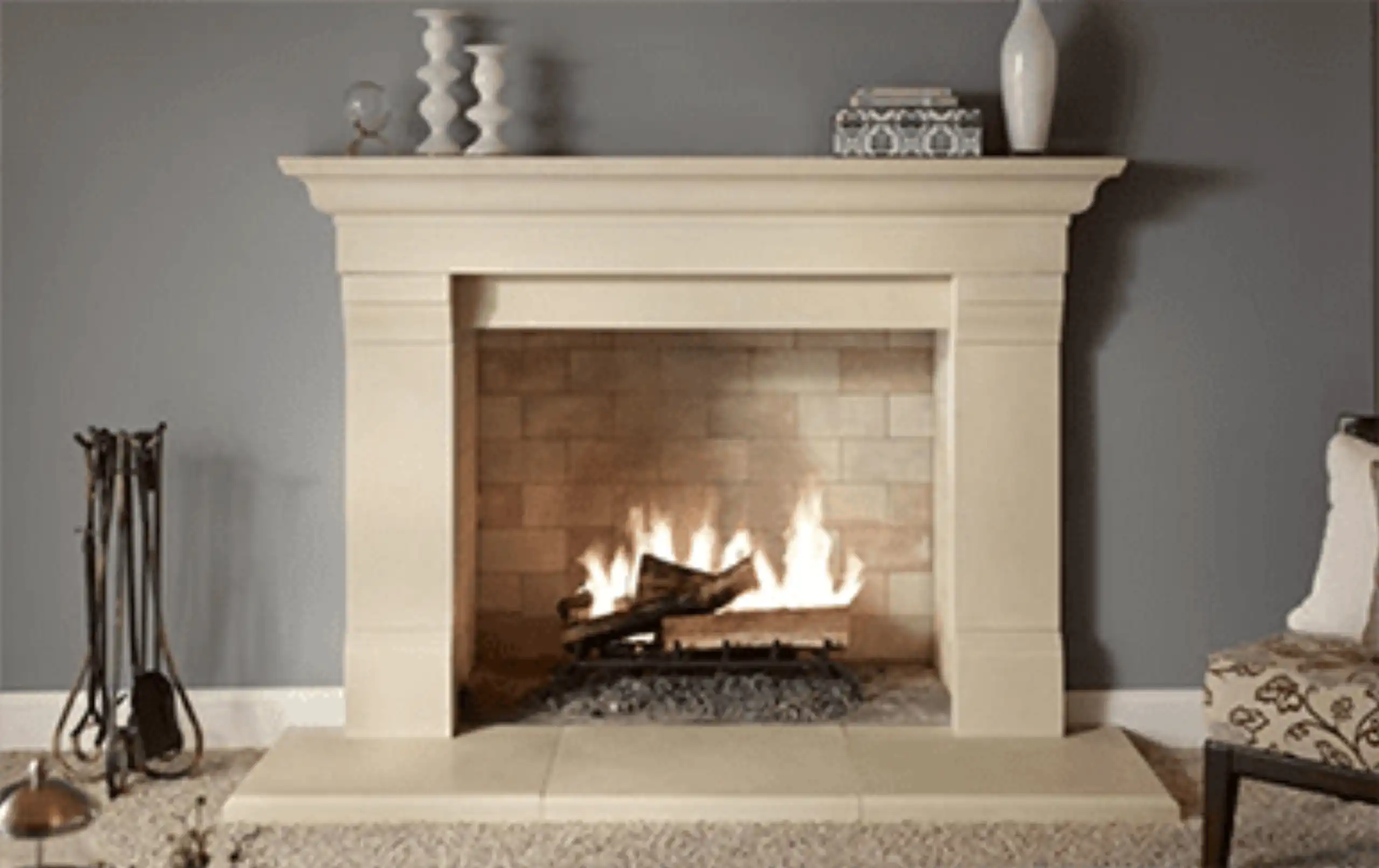 Limestone Fireplace For Modern Interior