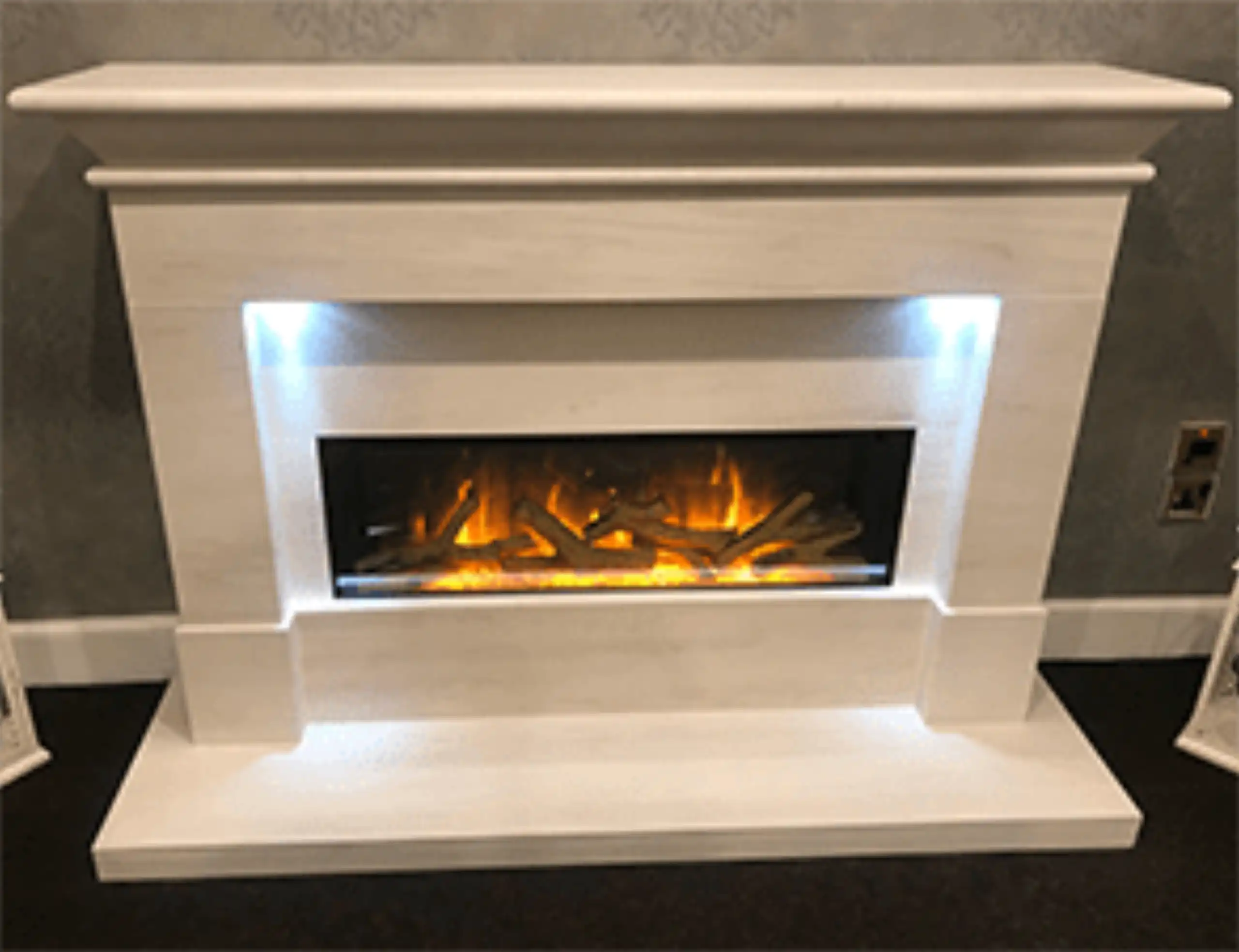 White Limestone Fireplace Mantel