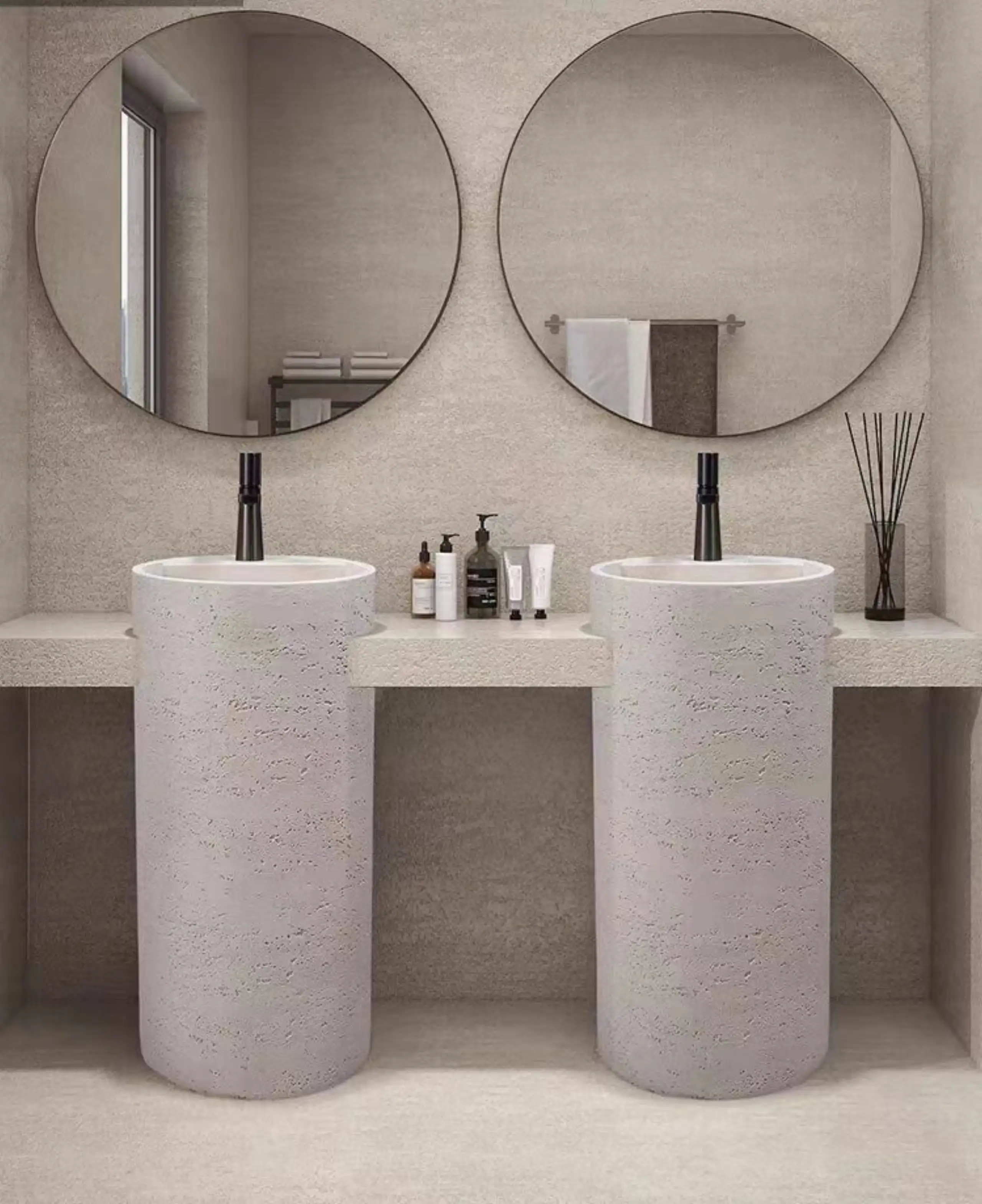 Travertine Pedestal Sink14