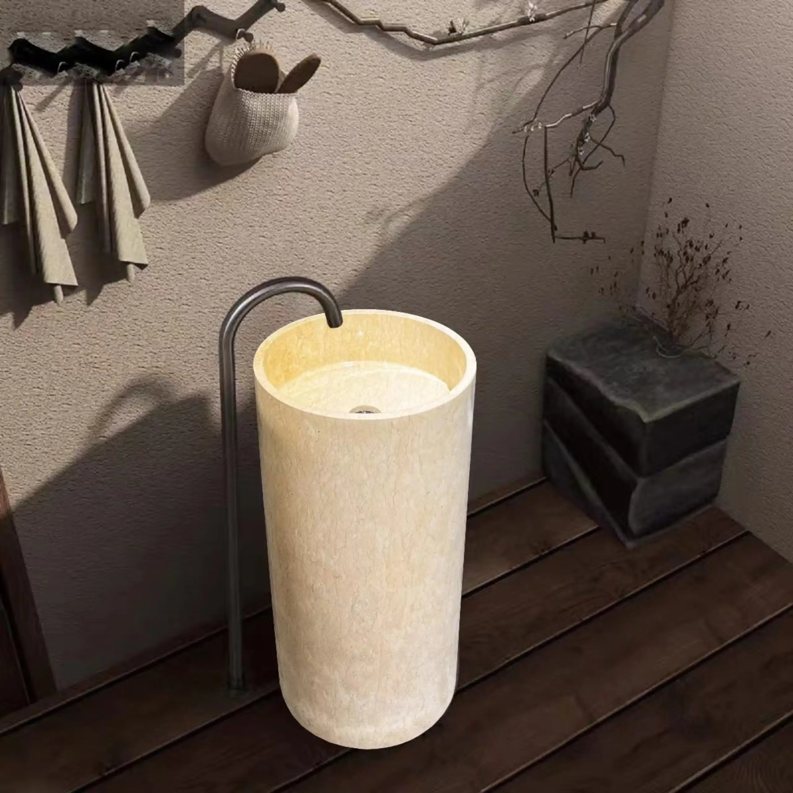 Travertine Pedestal Sink34