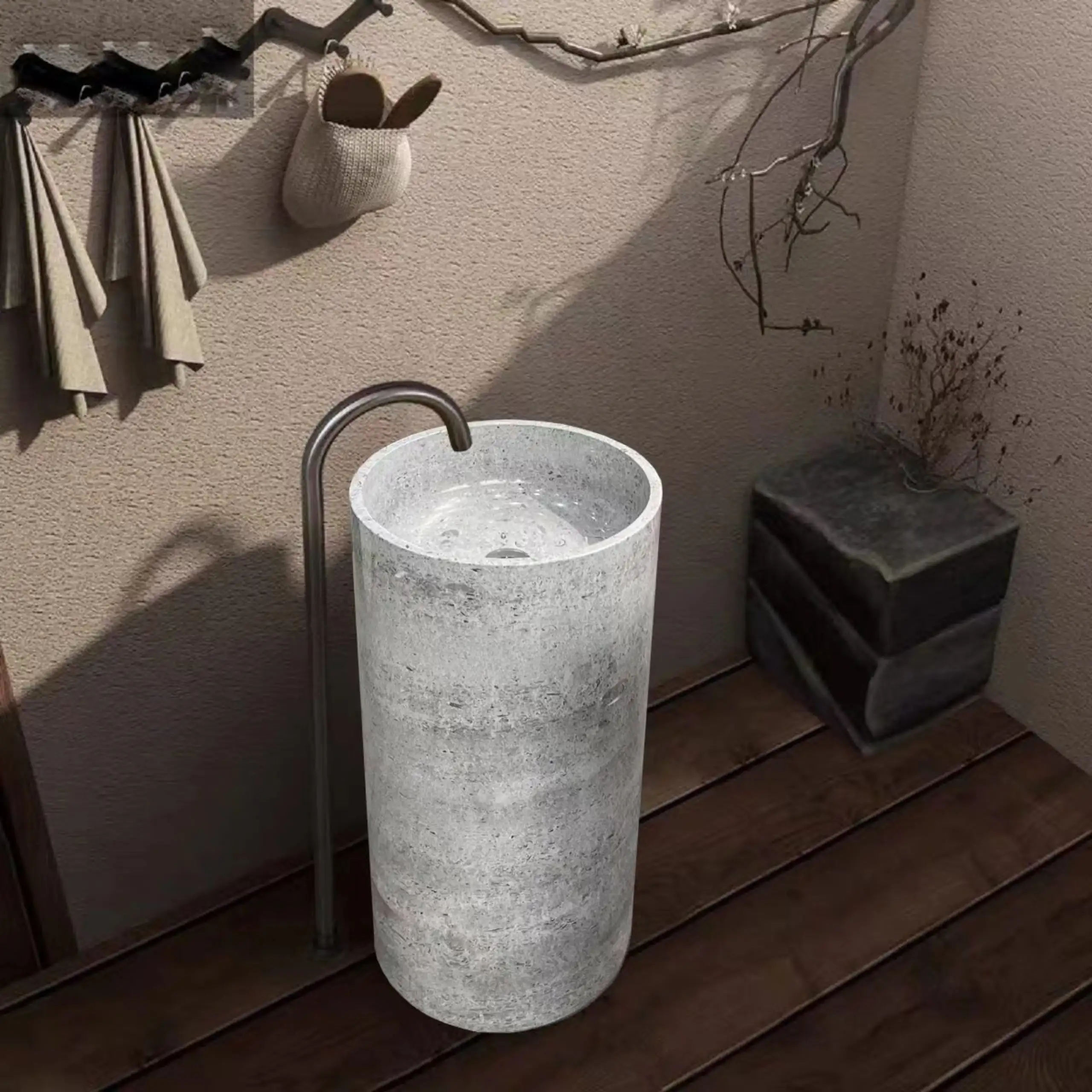 Travertine Pedestal Sink7