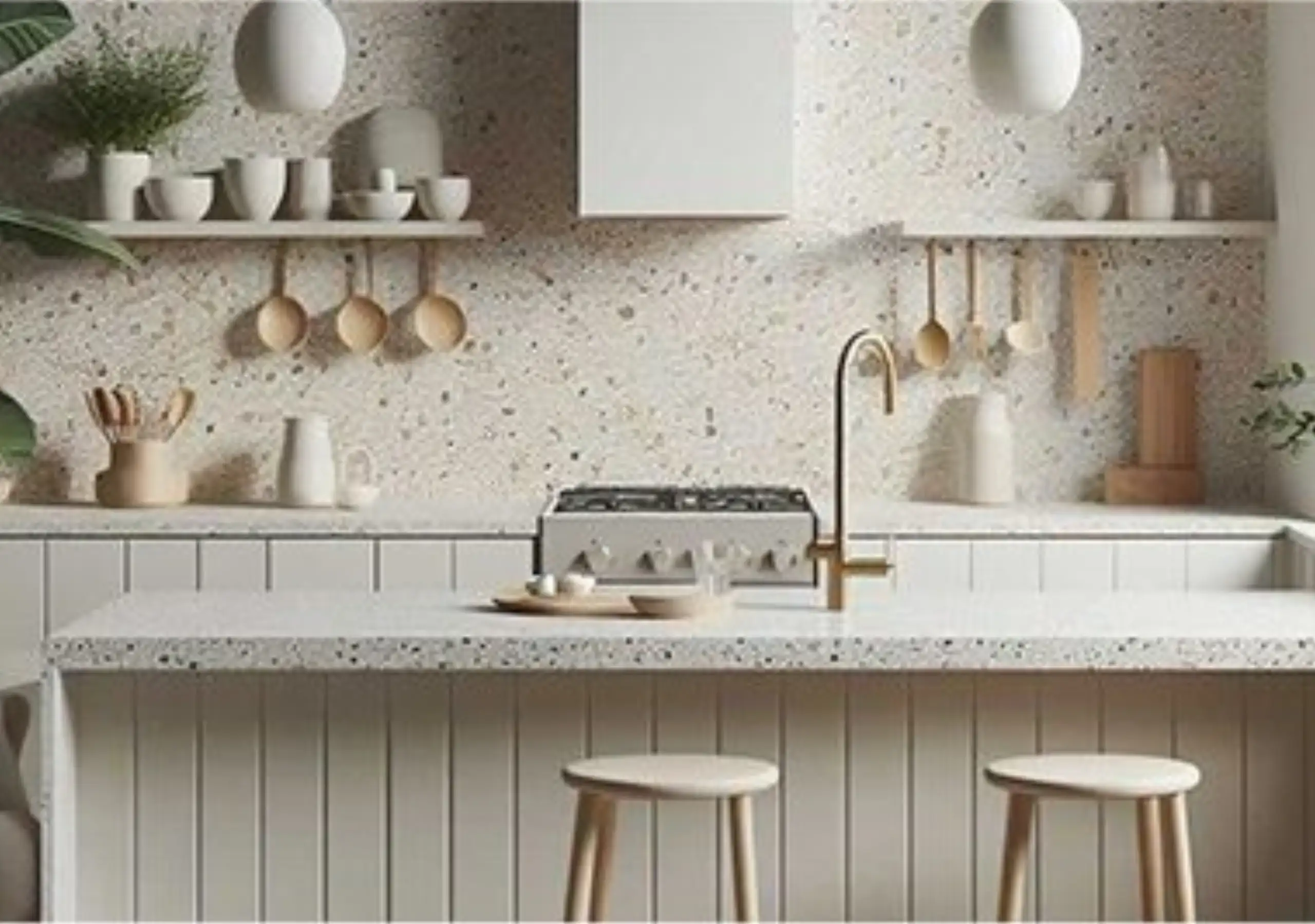 White Terrazzo  Kitchen Countertop
