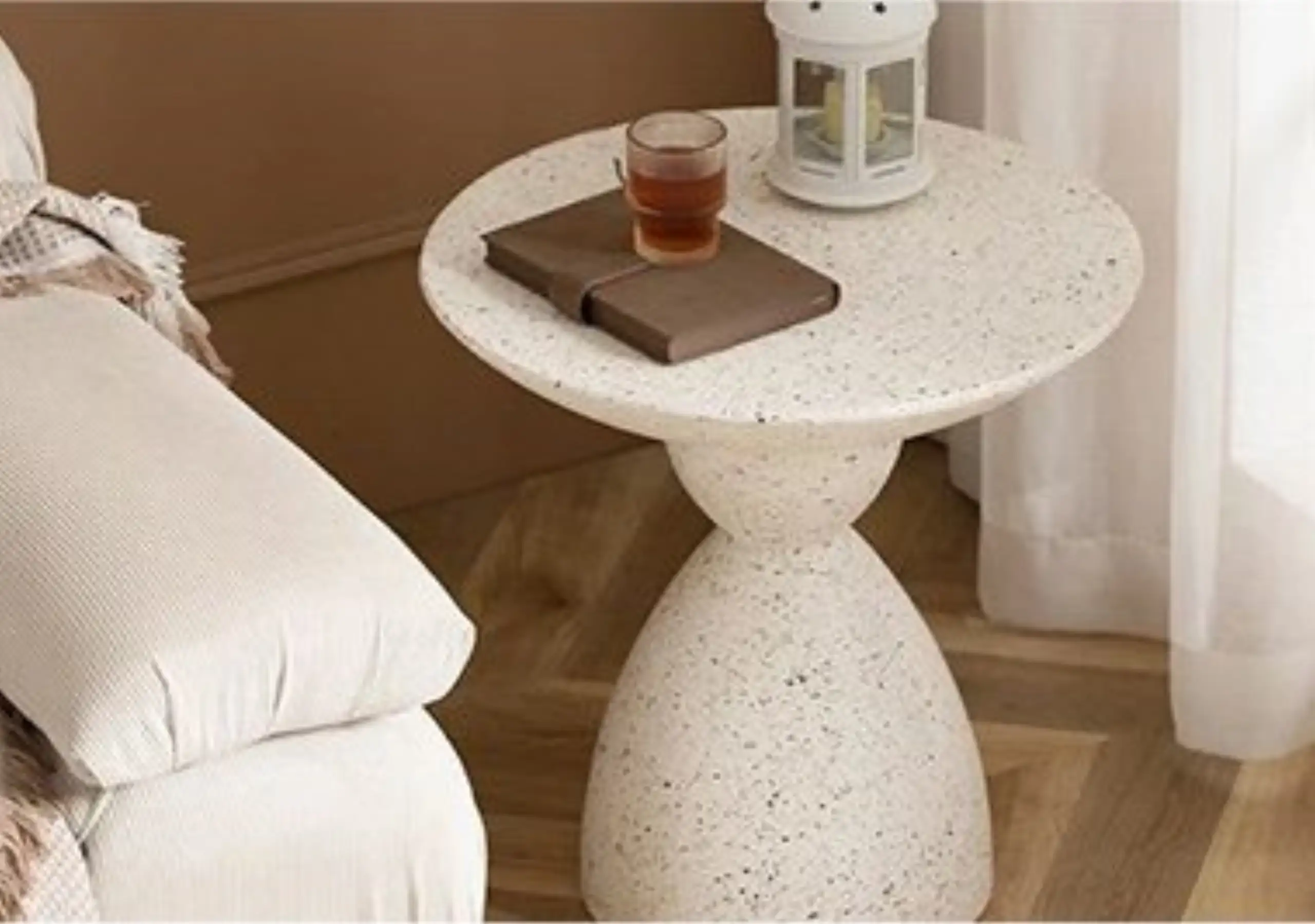 White Terrazzo  Side Table