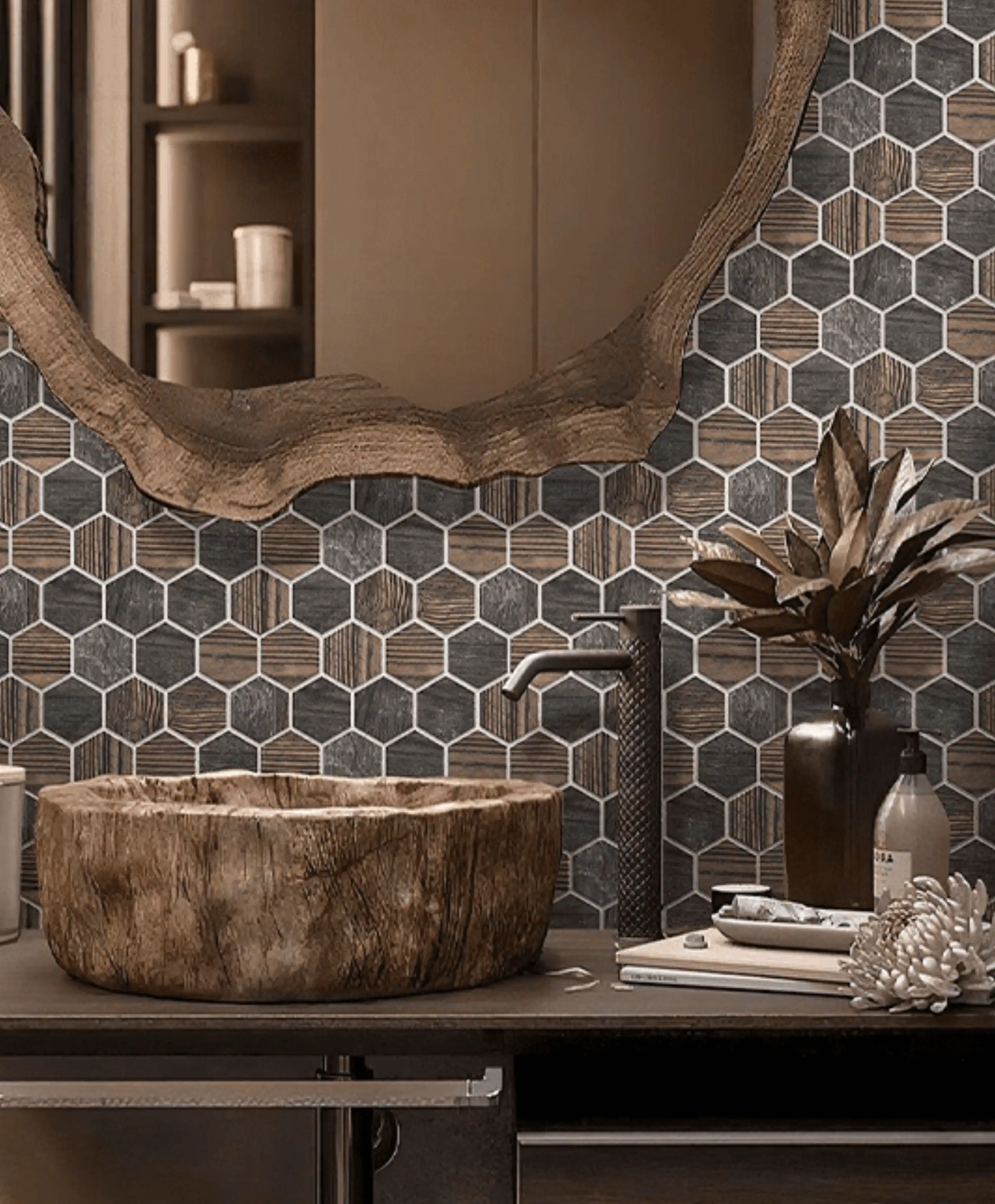 marble mosaic tile bathroom