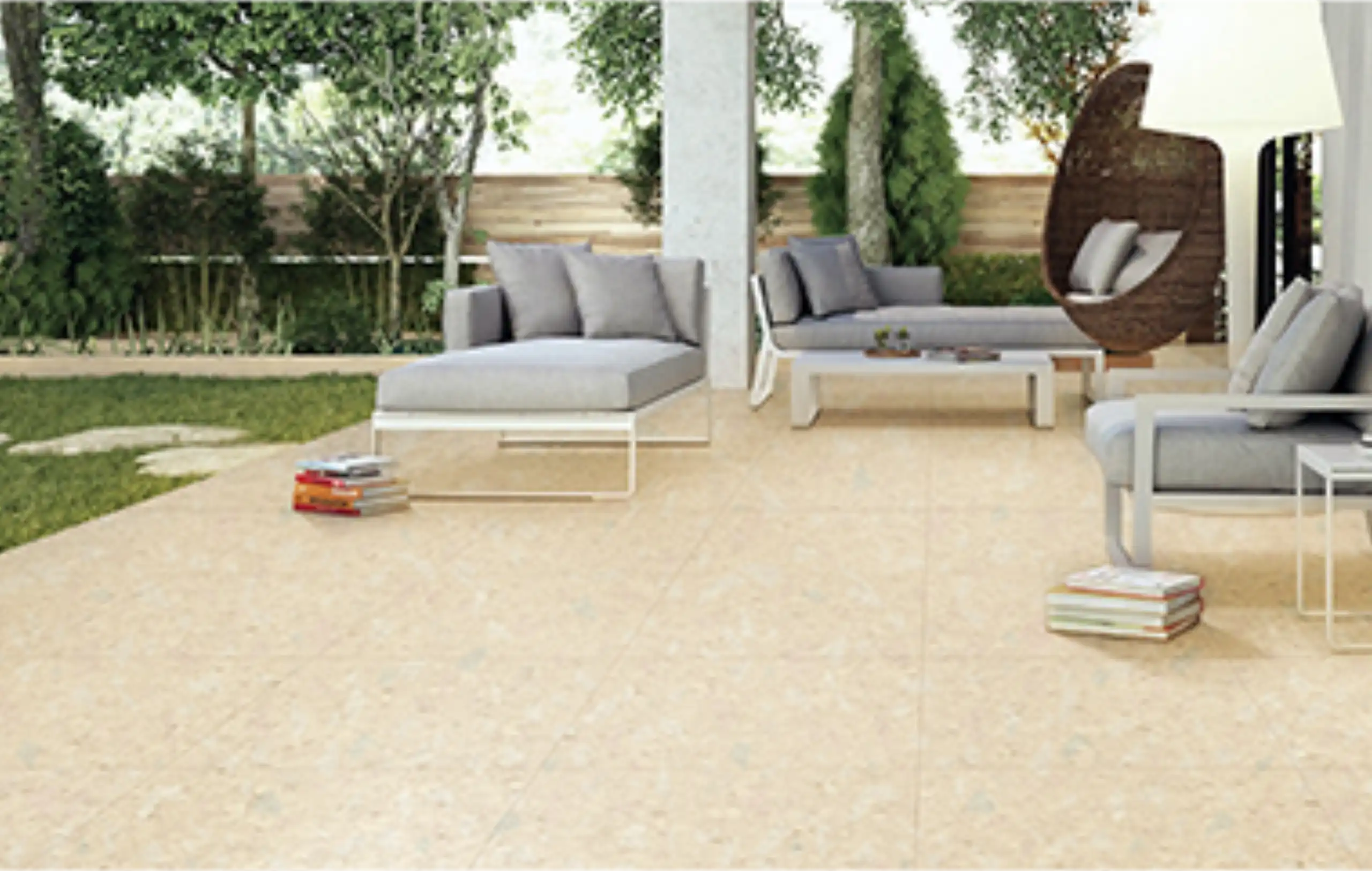 orange terrazzo tile for outdoor space
