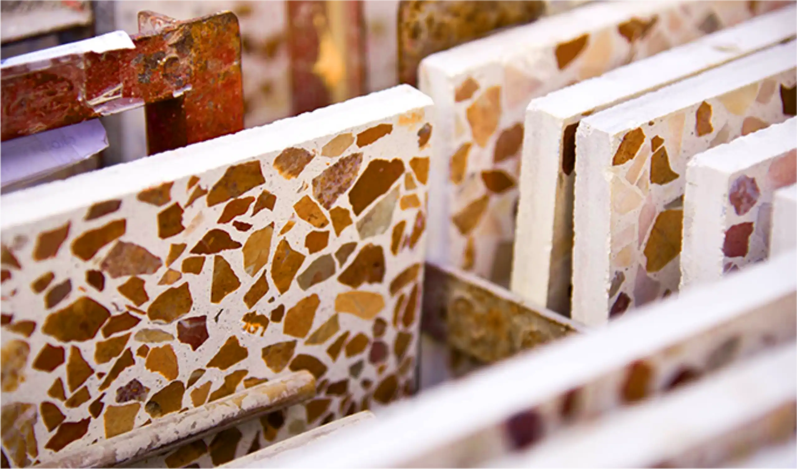 orange terrazzo tile in stock