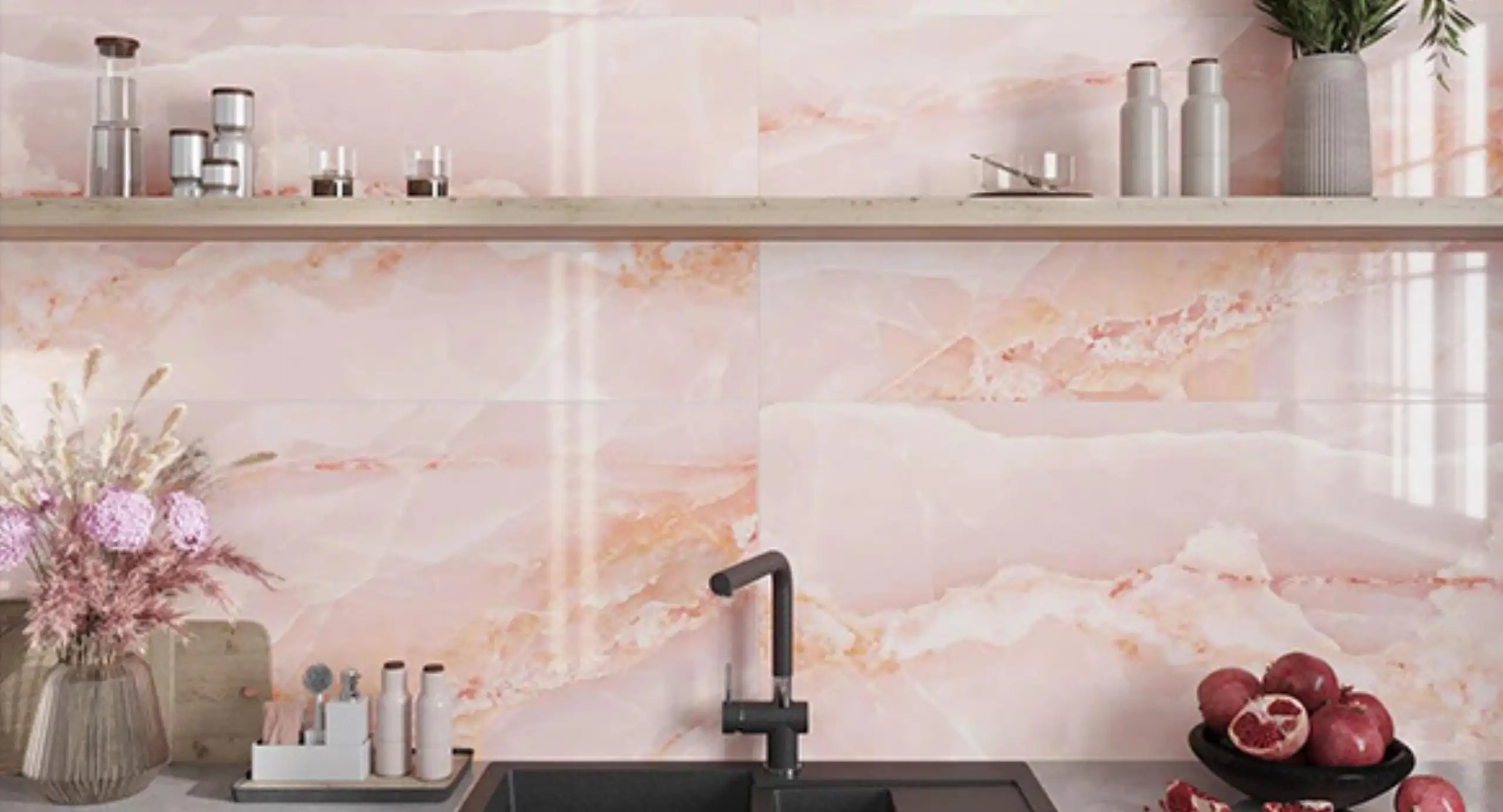 Pink Onyx backsplash