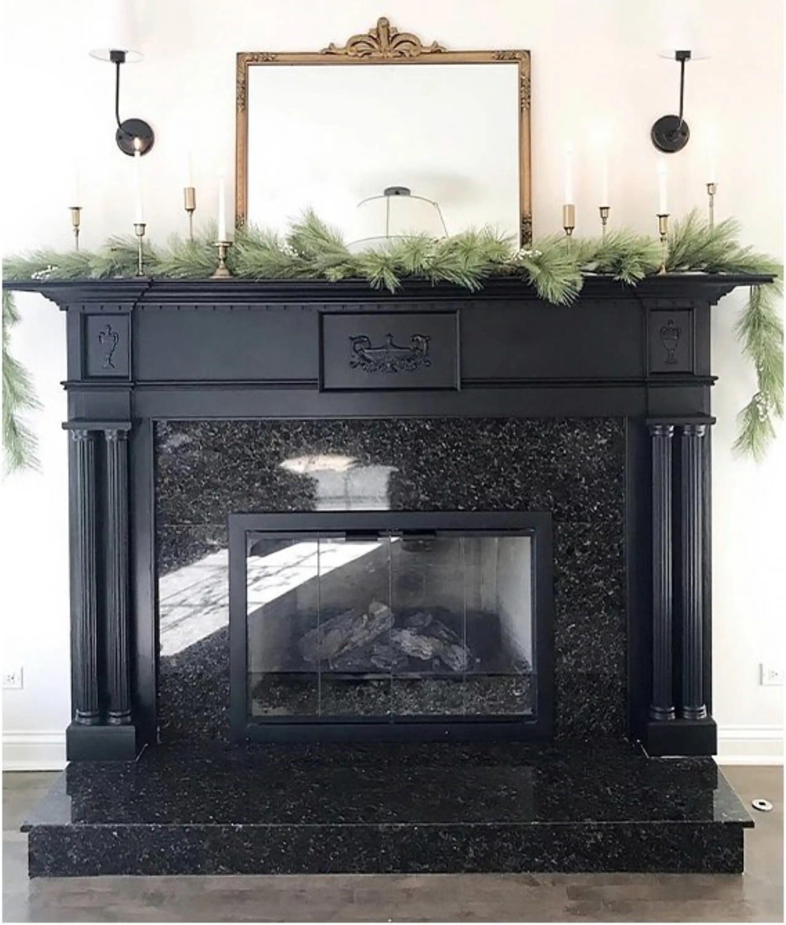 Black Granite Fireplace