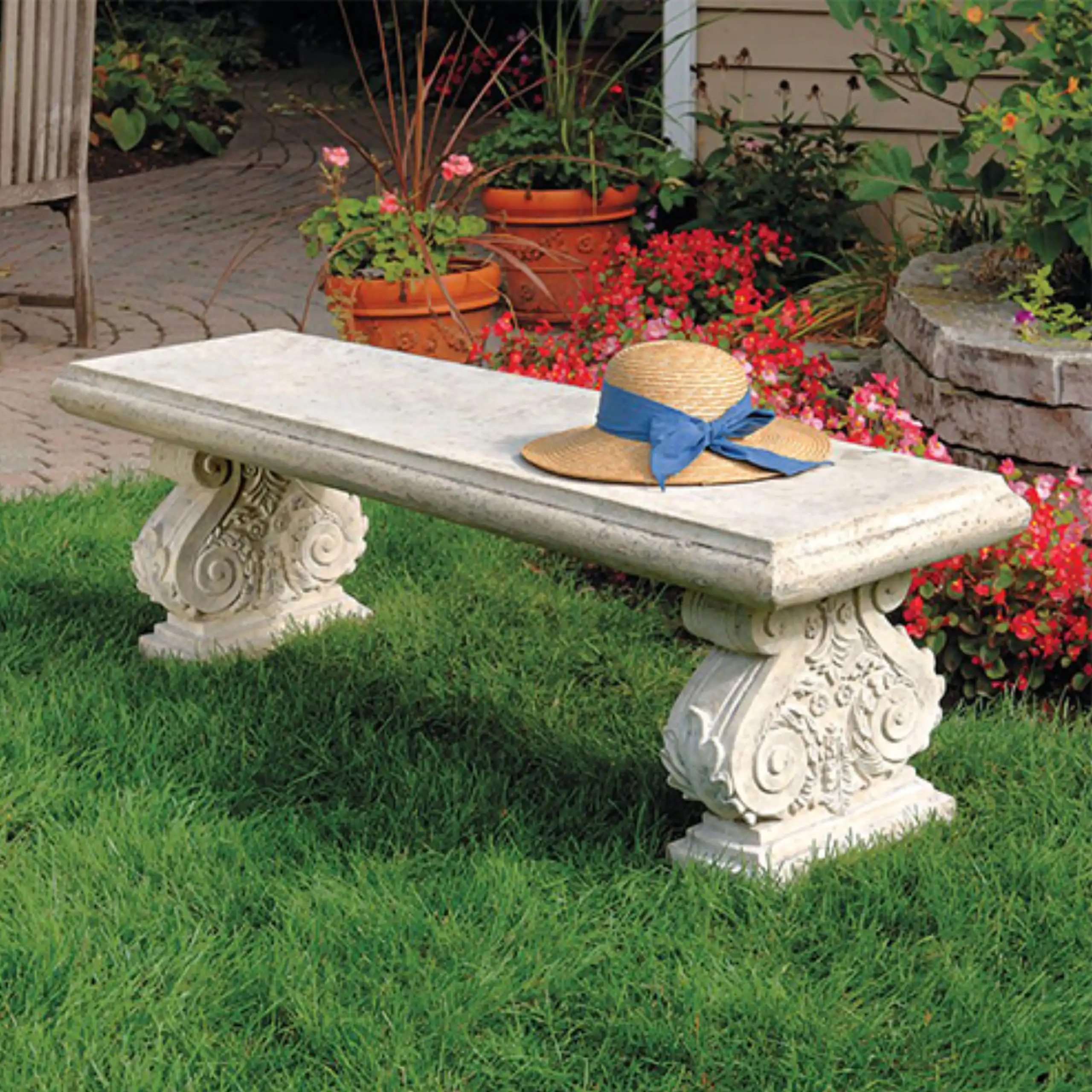 stone garden bench