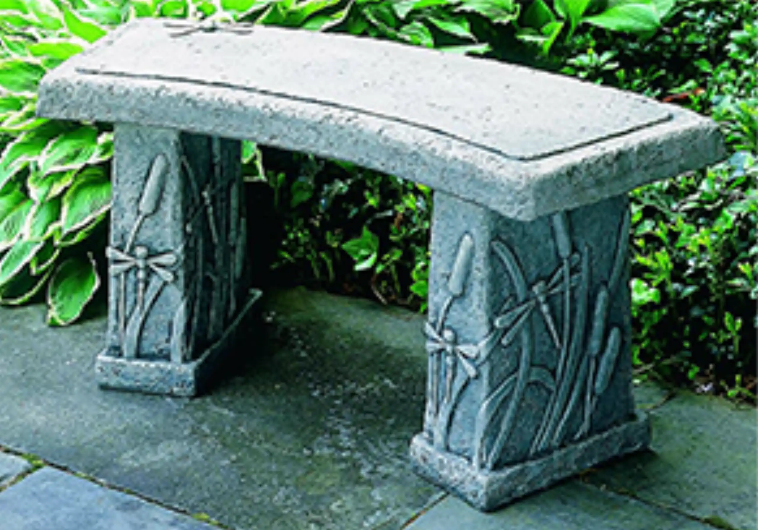 Stone Bench Dragonfly Curved Cast Stone Garden Bench BE 24