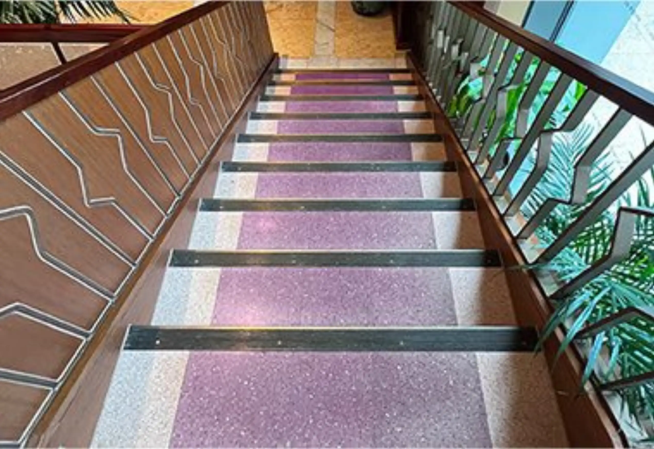 purple terrazzo used for staircase