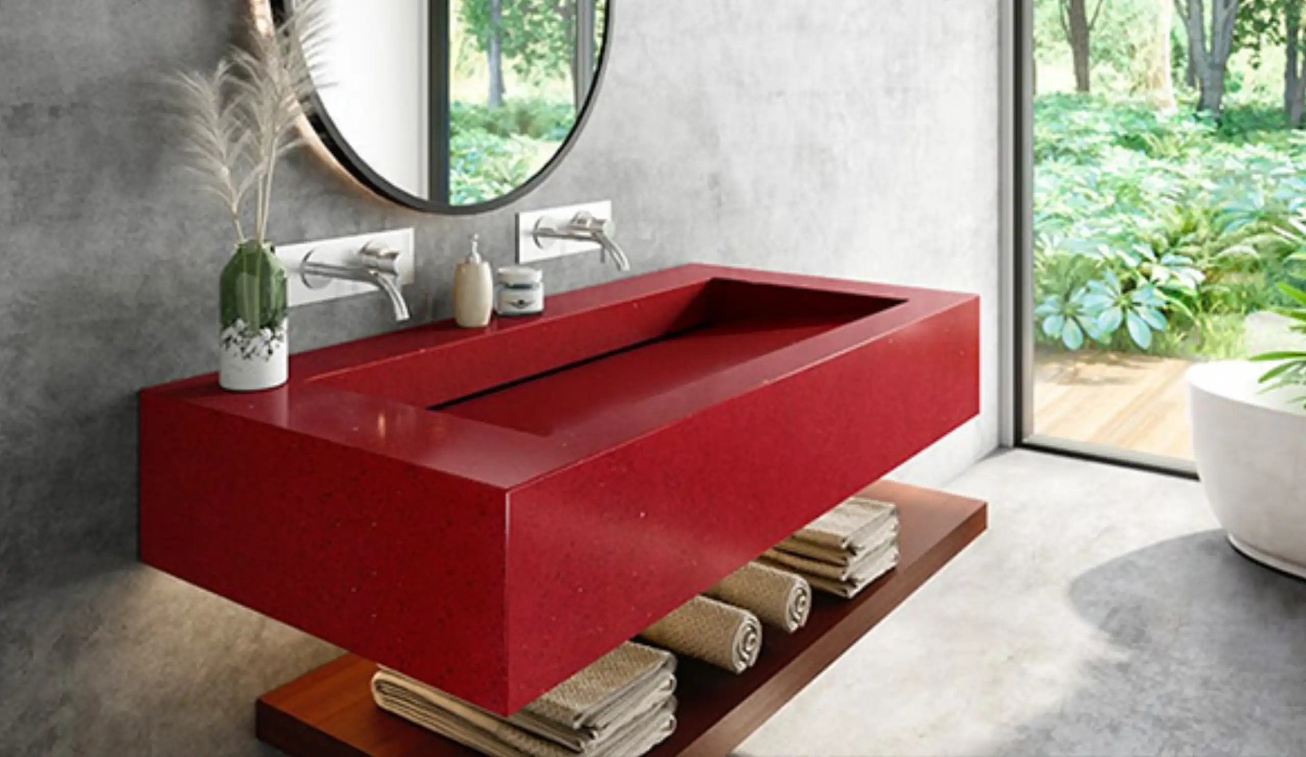 red countertop
