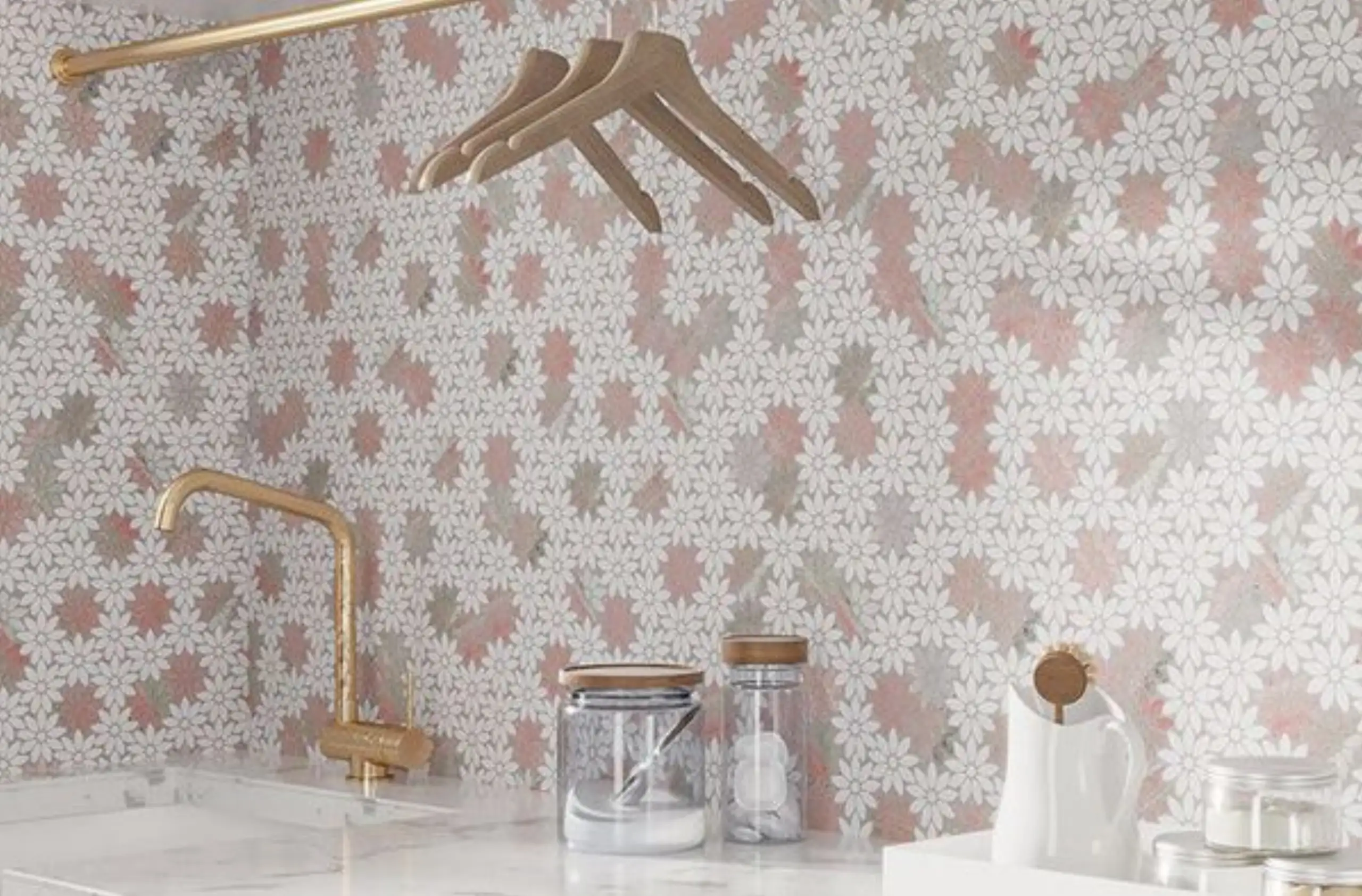 Marble Daisy Mosaic Tile11