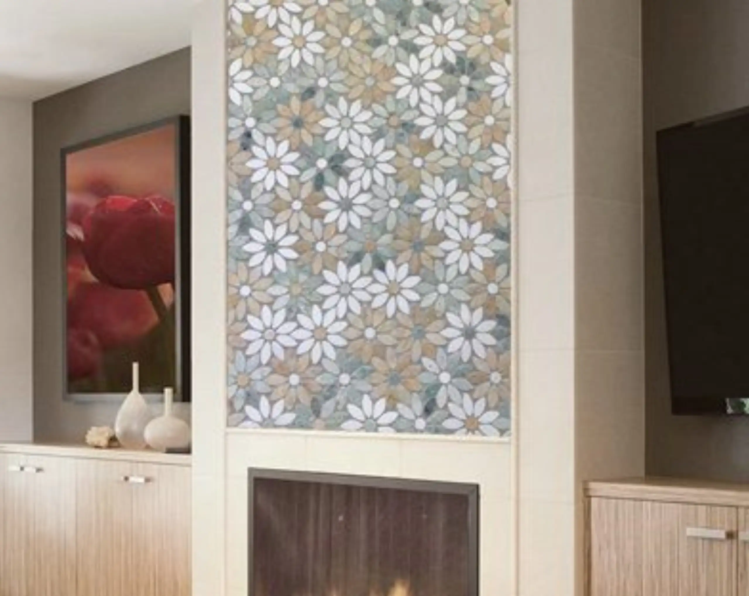 Marble Daisy Mosaic Tile26