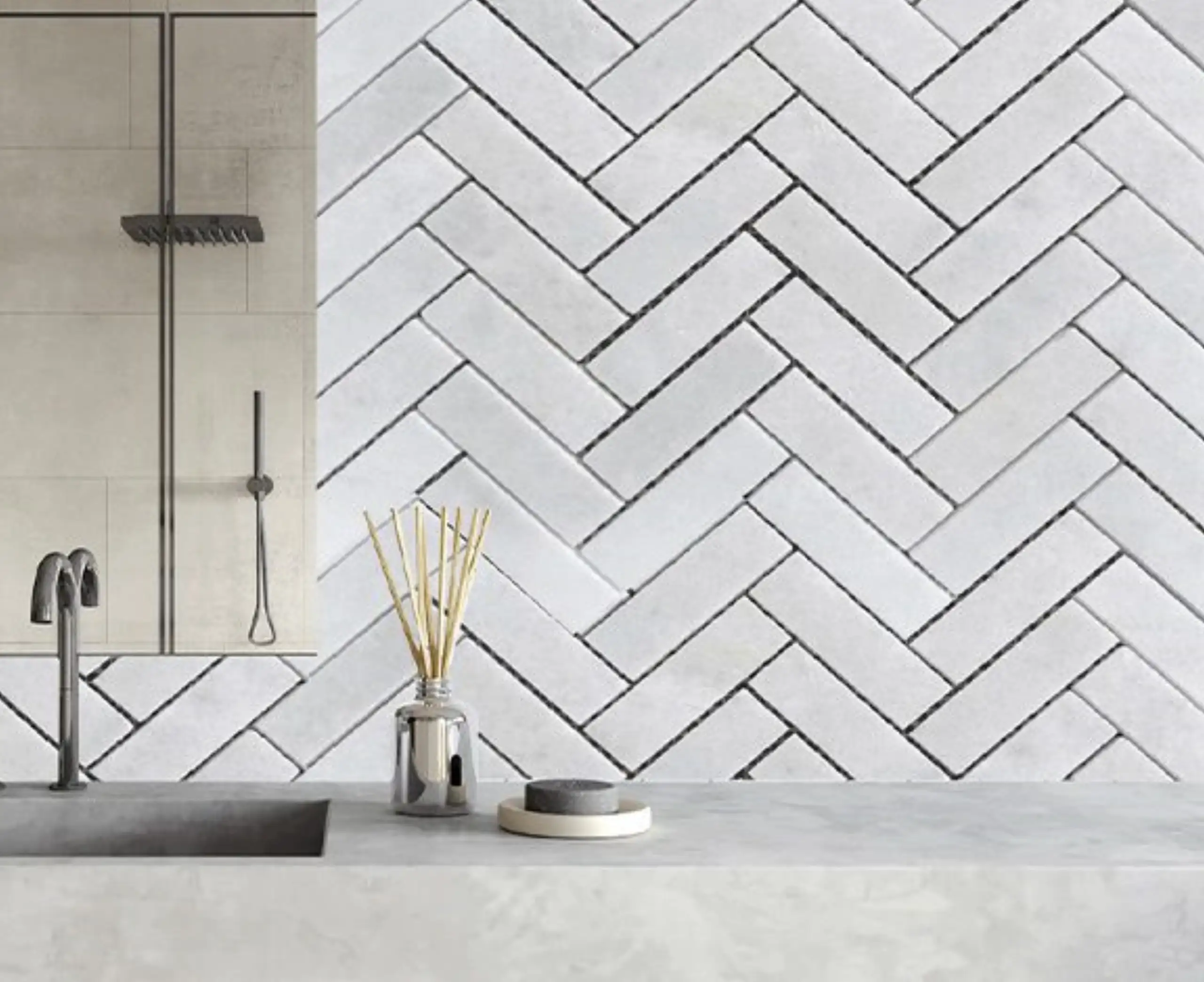 herringbone marble tiles15