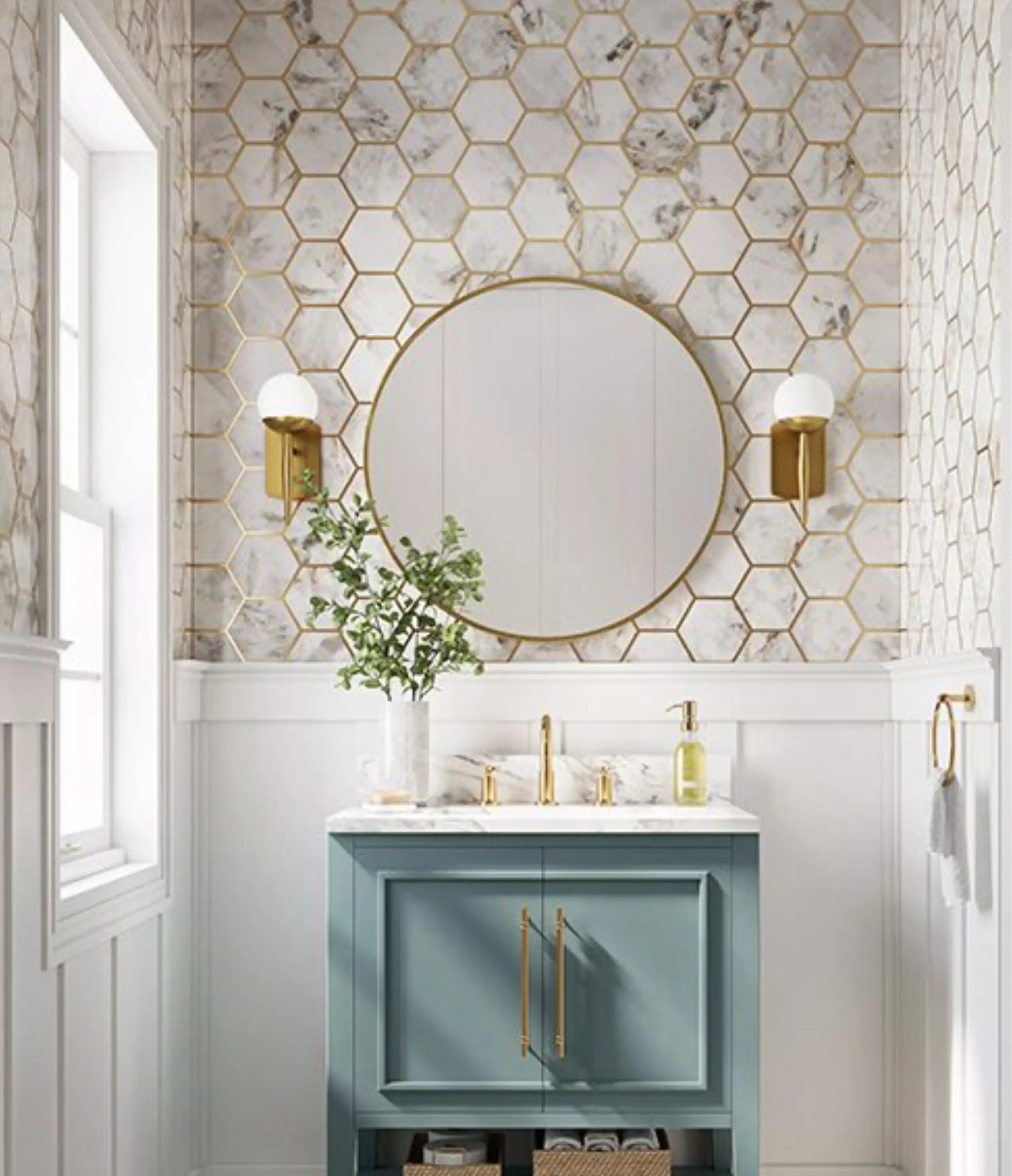 nova dolomite brass marble mosaic1