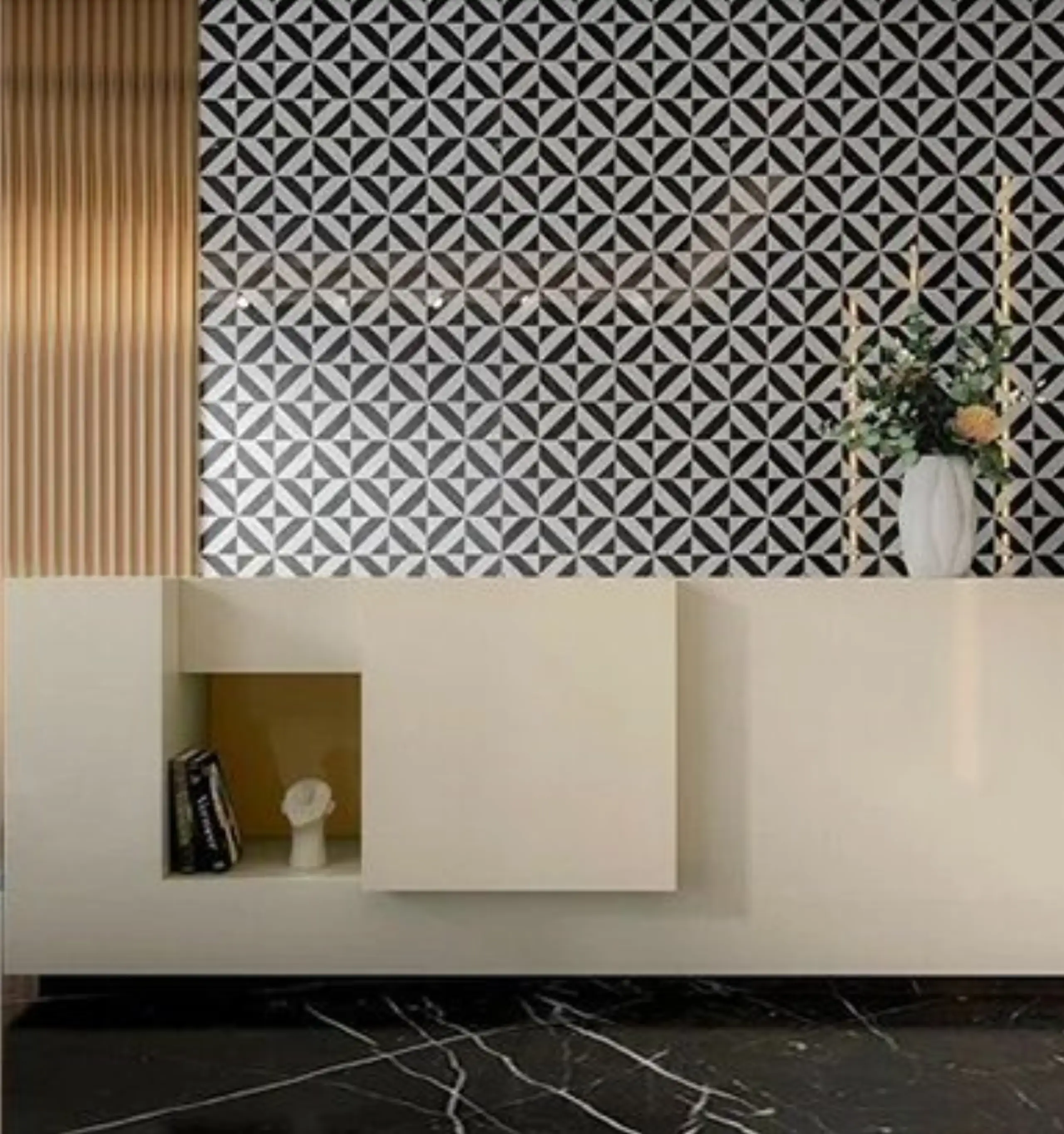 Black and White Marble Mosaic Tile4