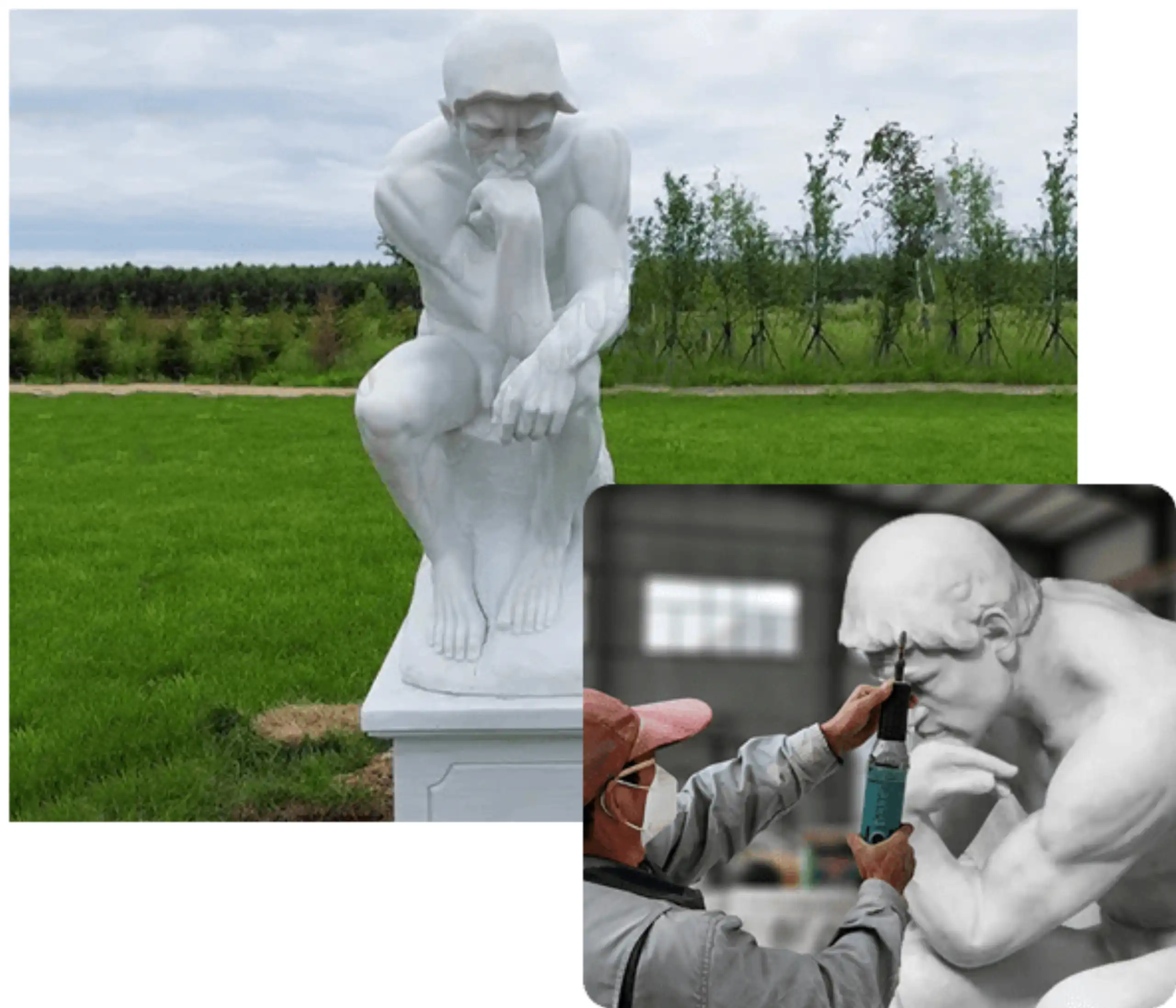 Thinking Man Stone Statue15