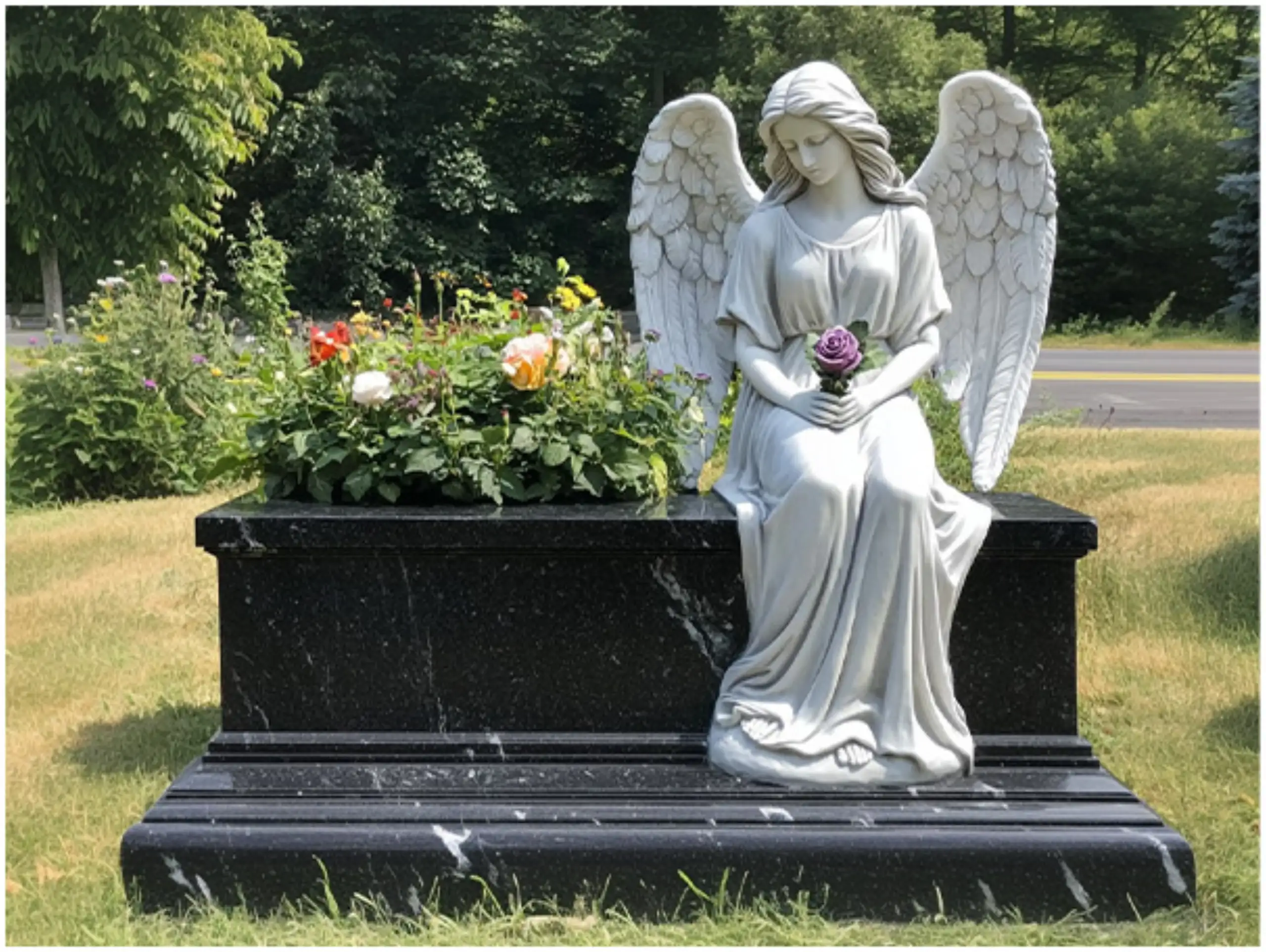 3-Angel Bench Headstone