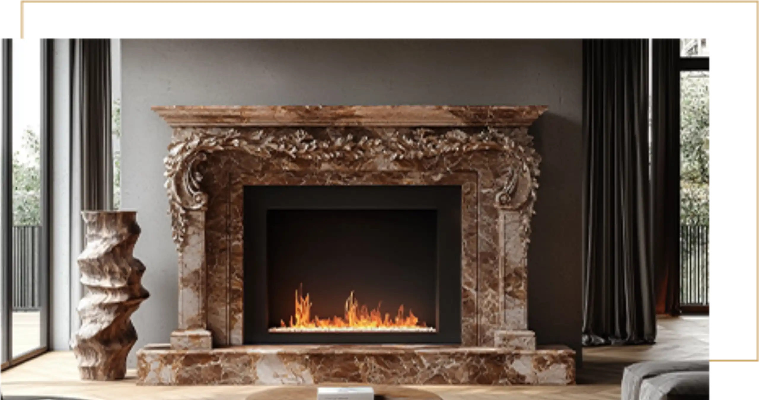 Brown Marble Fireplace3