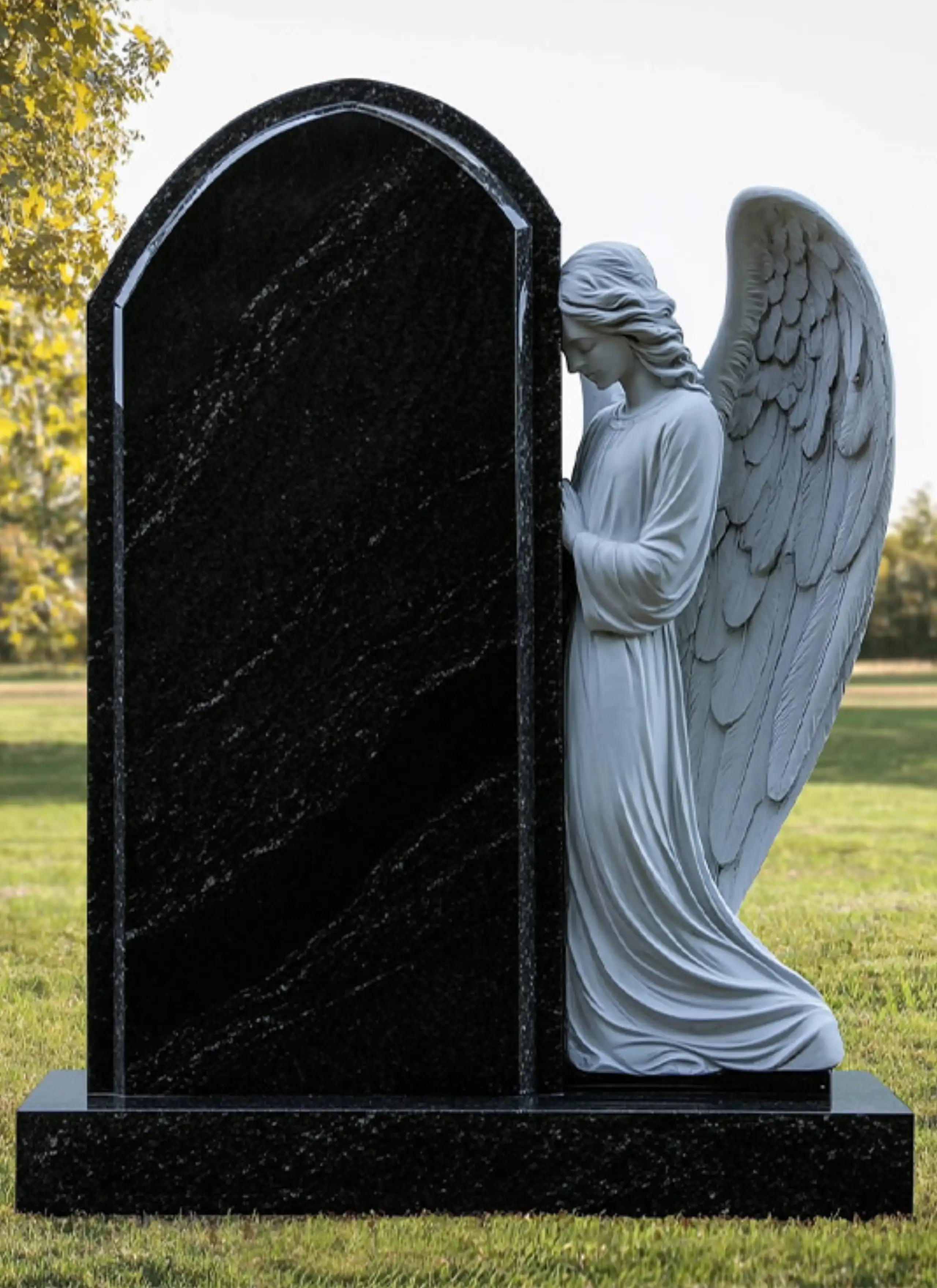elizabeth ag823 37861 Black granite headstone with white angel 6e62bcae-f5b4-4c16-b975-0d942c8a2b21