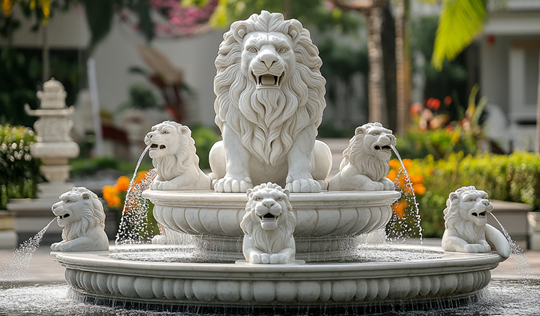 Marble Stone Lion Fountain1